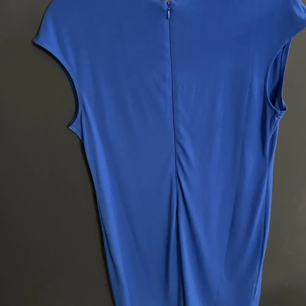 Carmen Marc Valvo Shift Shirt Dress Royal Blue EUC Size Medium